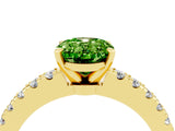 Yellow gold Oval Cut Solitaire Diamond with Pavé Band and Four-Prong Setting_4