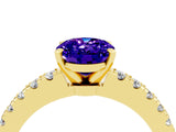 Yellow gold Oval Cut Solitaire Diamond with Pavé Band and Four-Prong Setting_4