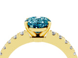 Yellow gold Oval Cut Solitaire Diamond with Pavé Band and Four-Prong Setting_4
