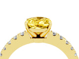 Yellow gold Oval Cut Solitaire Diamond with Pavé Band and Four-Prong Setting_4