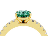 Yellow gold Oval Cut Solitaire Diamond with Pavé Band and Four-Prong Setting_4