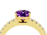 Yellow gold Oval Cut Solitaire Diamond with Pavé Band and Four-Prong Setting_4