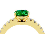 Yellow gold Oval Cut Solitaire Diamond with Pavé Band and Four-Prong Setting_4