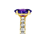 Yellow gold Oval Cut Solitaire Diamond with Pavé Band and Four-Prong Setting_5