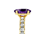 Yellow gold Oval Cut Solitaire Diamond with Pavé Band and Four-Prong Setting_5