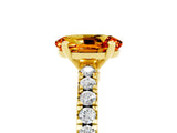Yellow gold Oval Cut Solitaire Diamond with Pavé Band and Four-Prong Setting_5