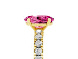 Yellow gold Oval Cut Solitaire Diamond with Pavé Band and Four-Prong Setting_5
