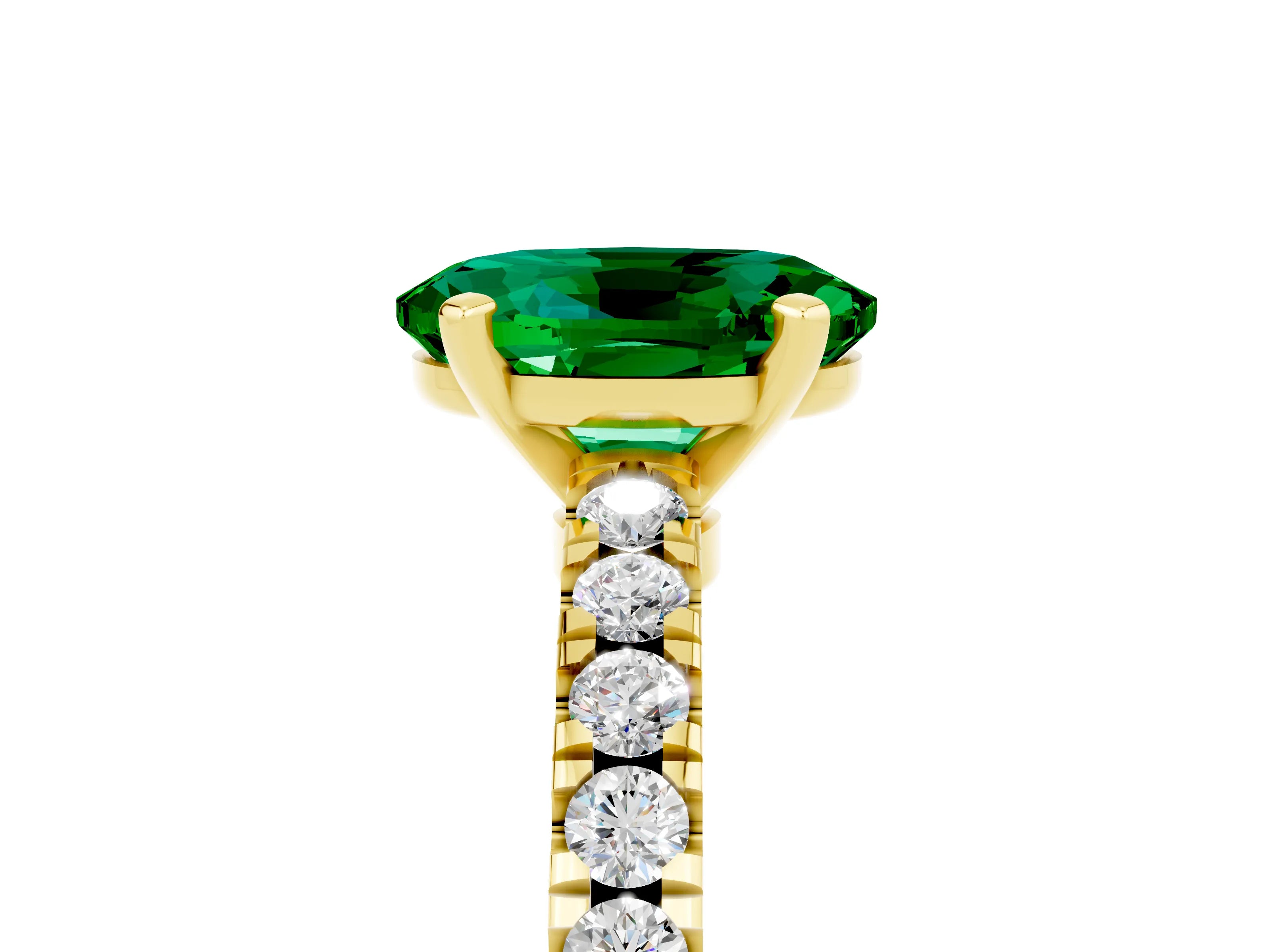 Yellow gold Oval Cut Solitaire Diamond with Pavé Band and Four-Prong Setting_5