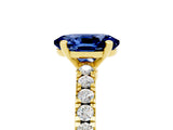 Yellow gold Oval Cut Solitaire Diamond with Pavé Band and Four-Prong Setting_5