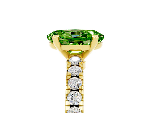 Yellow gold Oval Cut Solitaire Diamond with Pavé Band and Four-Prong Setting_5