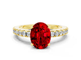 Yellow gold Oval Cut Solitaire Diamond with Pavé Band and Four-Prong Setting