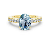 Yellow gold Oval Cut Solitaire Diamond with Pavé Band and Four-Prong Setting