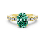 Yellow gold Oval Cut Solitaire Diamond with Pavé Band and Four-Prong Setting