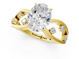 Yellow gold Oval Cut Solitaire Diamond with Side Stones on Criss-Cross Band and Four-Prong Setting_25