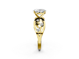 Yellow gold Oval Cut Solitaire Diamond with Side Stones on Criss-Cross Band and Four-Prong Setting_26