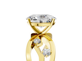 Yellow gold Oval Cut Solitaire Diamond with Side Stones on Criss-Cross Band and Four-Prong Setting_29