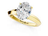 Yellow gold Oval Cut Solitaire Engagement Ring with Flat Band and Four-Prong Setting 1