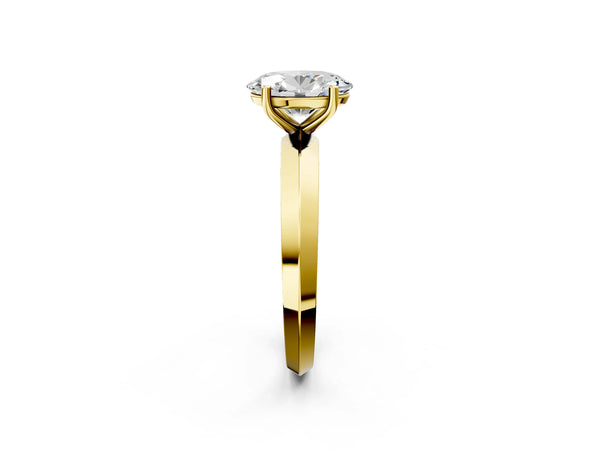 Yellow gold Oval Cut Solitaire Engagement Ring with Flat Band and Four-Prong Setting