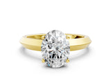 Yellow gold Oval Cut Solitaire Engagement Ring with Flat Band and Four-Prong Setting
