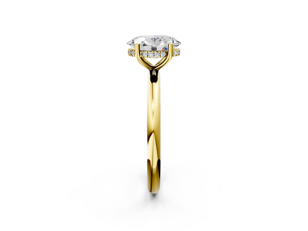 10K Yellow Gold 1.01 Carat D VS1 Round Cut Solitaire Engagement Ring with Four-Prong Setting and Classic Band