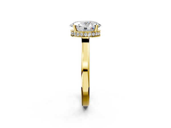 Yellow gold Oval Cut Solitaire Engagement Ring with Four-Prong Setting on a Classic Band