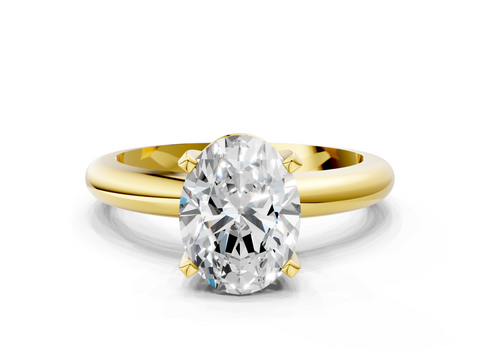 14K Yellow Gold 2.05 Carat D VVS2 Oval Cut Solitaire Engagement Ring with Round Band and Four-Prong Setting