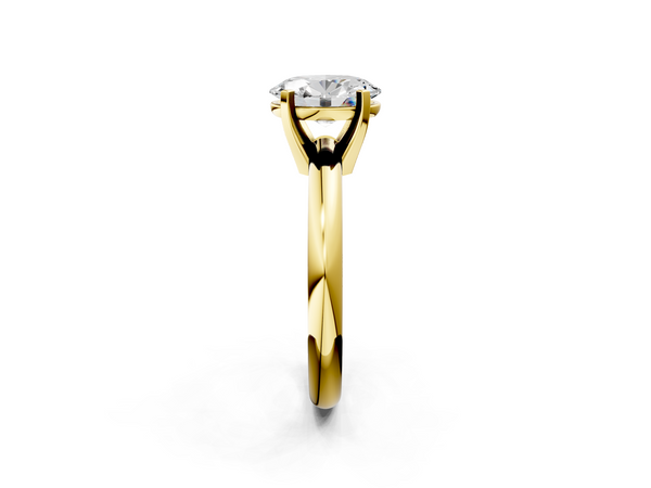 14K Yellow Gold 2.05 Carat D VVS2 Oval Cut Solitaire Engagement Ring with Round Band and Four-Prong Setting