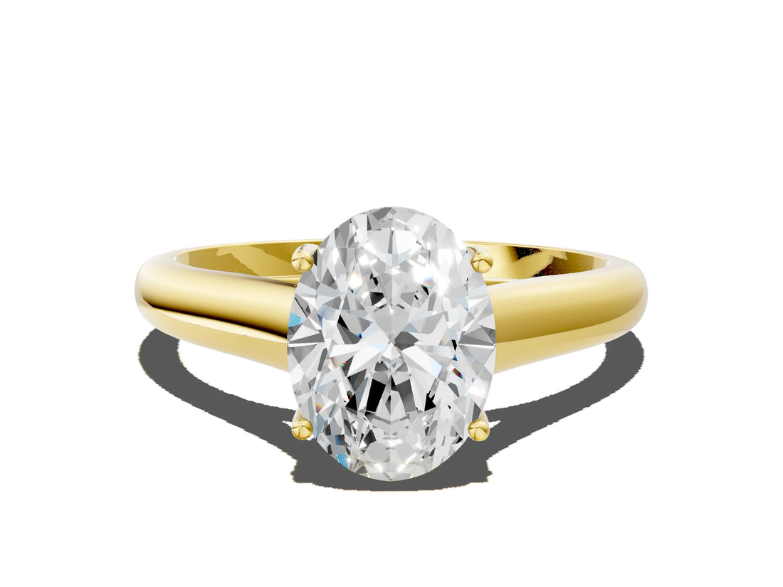 Yellow gold Oval Cut Solitaire Engagement Ring with Tapered Band and Four-Prong Setting_3