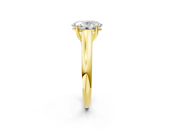 Yellow gold Oval Cut Solitaire Engagement Ring with Tapered Band and Four-Prong Setting
