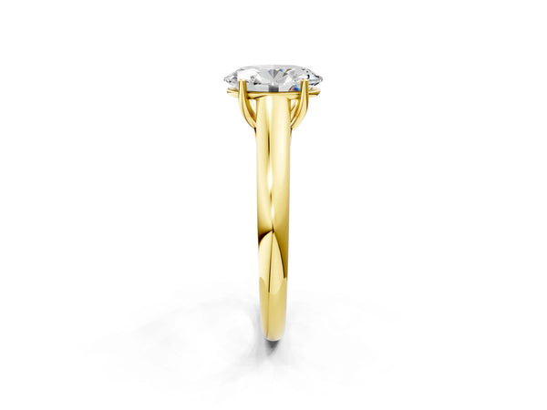 Yellow gold Oval Cut Solitaire Engagement Ring with Tapered Band and Four-Prong Setting