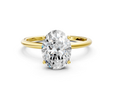 14K Yellow Gold 2.10 Carat D VS1 Oval Cut Solitaire Engagement Ring with Thin Band and Four-Prong Setting