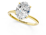 14K Yellow Gold 2.10 Carat D VS1 Oval Cut Solitaire Engagement Ring with Thin Band and Four-Prong Setting