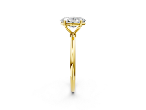 Yellow gold Oval Cut Solitaire Engagement Ring with Thin Band and Four-Prong Setting