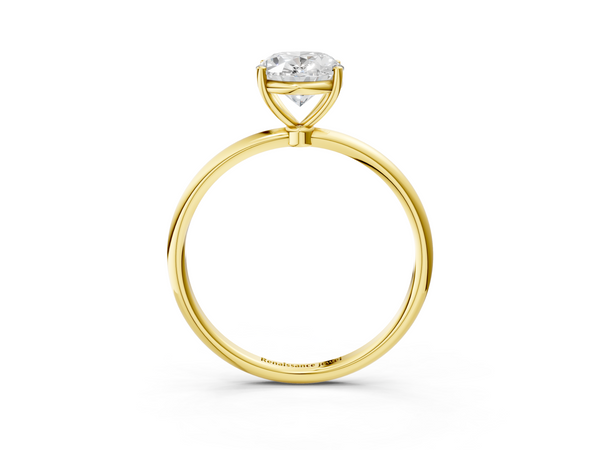 Yellow gold Oval Cut Solitaire Engagement Ring with Thin Band and Four-Prong Setting