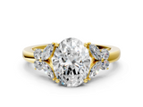 Yellow gold Oval Cut Solitaire Floral Diamond Ring with Four-Prong Setting_36