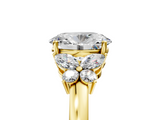 Yellow gold Oval Cut Solitaire Floral Diamond Ring with Four-Prong Setting_41