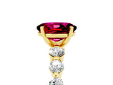 Yellow gold Oval Cut Solitaire Garnet Ring with Pave Band and Four-Prong Setting_5