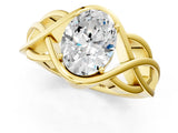 Yellow gold Oval Cut Solitaire Intertwined Band Prong Setting Ring_11