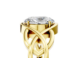 Yellow gold Oval Cut Solitaire Intertwined Band Prong Setting Ring_15