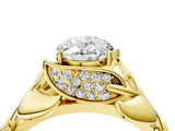 Yellow gold Oval Cut Solitaire Leaf-Inspired Engagement Ring with Prong Setting_19