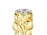 Yellow gold Oval Cut Solitaire Leaf-Inspired Engagement Ring with Prong Setting_20