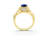 Yellow gold Oval Cut Solitaire Leaf-Inspired Engagement Ring with Prong Setting_3