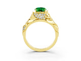 Yellow gold Oval Cut Solitaire Leaf-Inspired Engagement Ring with Prong Setting_3