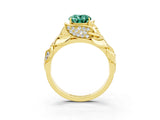Yellow gold Oval Cut Solitaire Leaf-Inspired Engagement Ring with Prong Setting_3