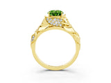 Yellow gold Oval Cut Solitaire Leaf-Inspired Engagement Ring with Prong Setting_3