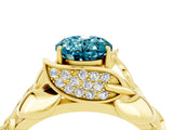 Yellow gold Oval Cut Solitaire Leaf-Inspired Engagement Ring with Prong Setting_4
