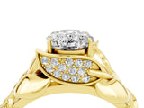 Yellow gold Oval Cut Solitaire Leaf-Inspired Engagement Ring with Prong Setting_4