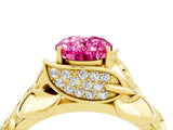 Yellow gold Oval Cut Solitaire Leaf-Inspired Engagement Ring with Prong Setting_4