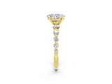 Yellow gold Oval Cut Solitaire Moissanite Ring with Pave Band and Four-Prong Setting_2