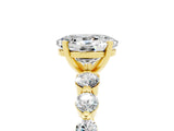 Yellow gold Oval Cut Solitaire Moissanite Ring with Pave Band and Four-Prong Setting_5